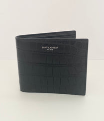 Saint Laurent East /West Black Wallet In Crocodile Embossed Leather (RRP £415)