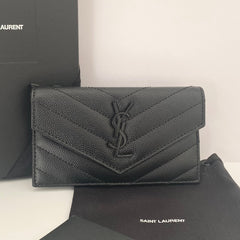 Saint Laurent Balck Cassandre Matalasse Flap Card Case (RRP £345)