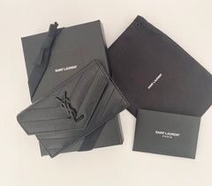 Saint Laurent Balck Cassandre Matalasse Flap Card Case (RRP £345)