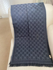 Gucci Grey Jacquard Pattern Knitted Scarf (RRP £360)