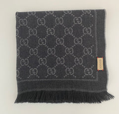 Gucci Grey Jacquard Pattern Knitted Scarf (RRP £360)