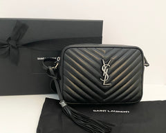 Saint Laurent Black Lou Camera Bag With Silver Toned Hardware (RRP £1350)
