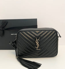 Saint Laurent Black Lou Camera Bag With Silver Toned Hardware (RRP £1350)
