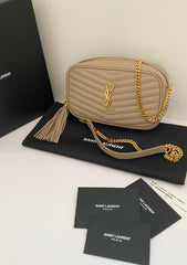 Saint Laurent Dark Beige Mini Lou Camera Bag With Gold Hardware ( RRP £1185 )