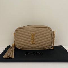 Saint Laurent Dark Beige Mini Lou Camera Bag With Gold Hardware ( RRP £1185 )