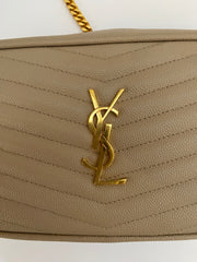 Saint Laurent Dark Beige Mini Lou Camera Bag With Gold Hardware ( RRP £1185 )