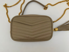 Saint Laurent Dark Beige Mini Lou Camera Bag With Gold Hardware ( RRP £1185 )
