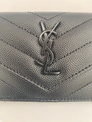 Saint Laurent Balck Cassandre Matalasse Flap Card Case (RRP £345)