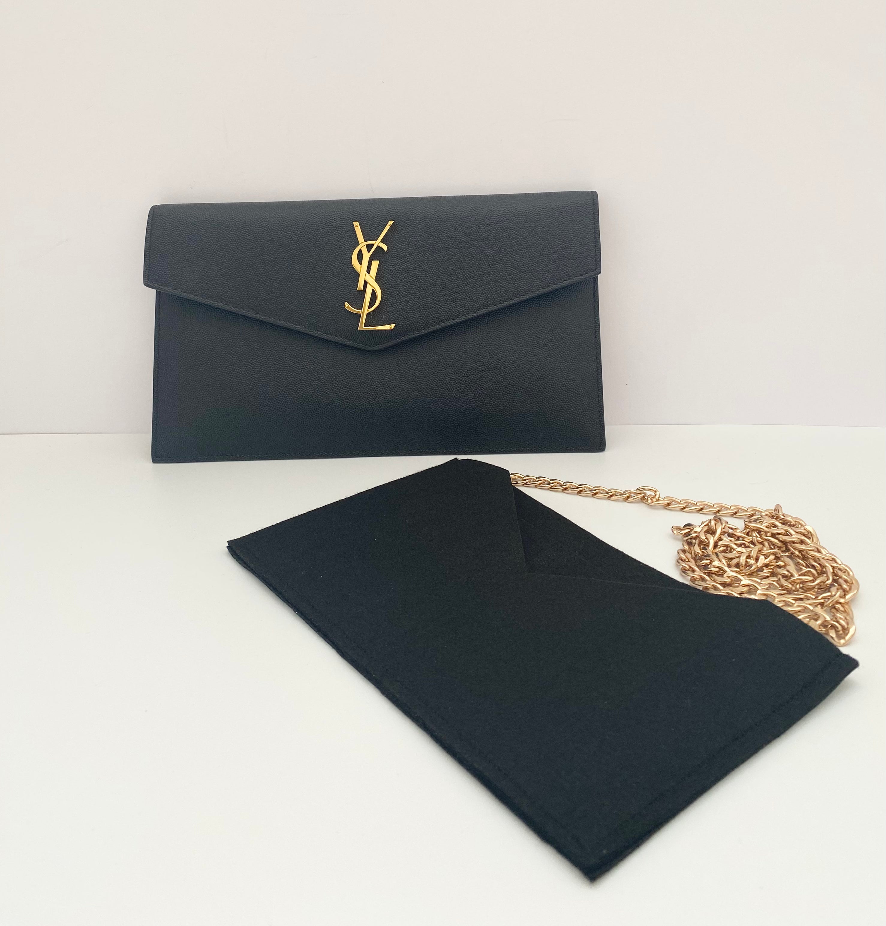 Saint Laurent Black Uptown Pouch Clutch With Gold Hardware (RRP £460)