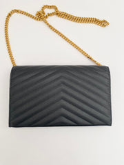 Saint Laurent Classic Large Envelope Chain Wallet With Gold Hardware (RRP £1185)