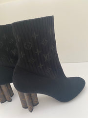 Louis Vuitton Black/Monogram Silhouette Ankle Boots