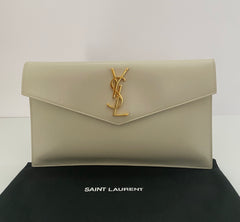 Saint Laurent Blanc Vintage Uptown Clutch With Gold Hardware (RRP £460)