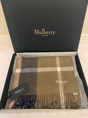 Mulberry Large Check Merino Wool Scarf  (RRP £195)