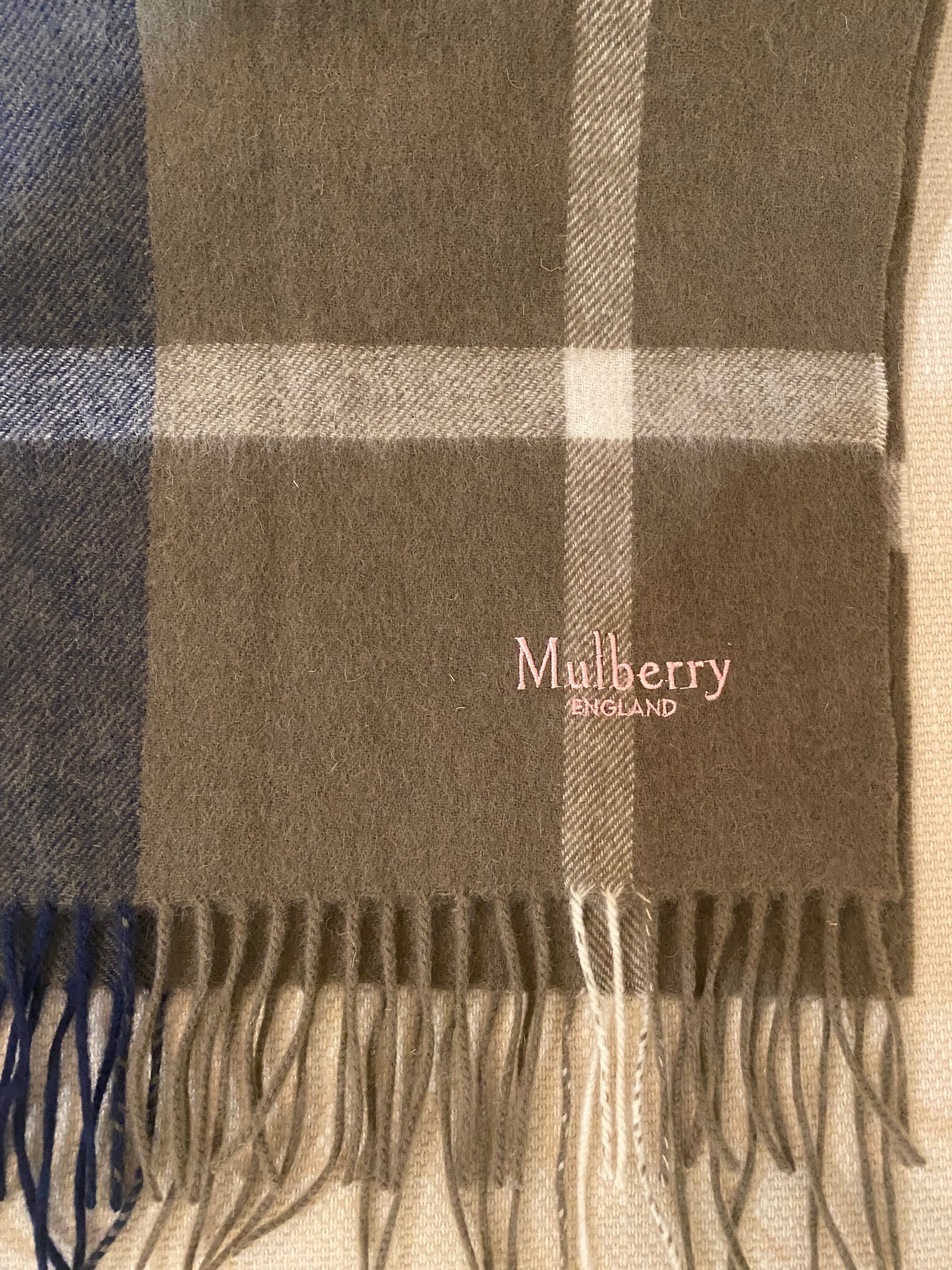 Mulberry Large Check Merino Wool Scarf  (RRP £195)