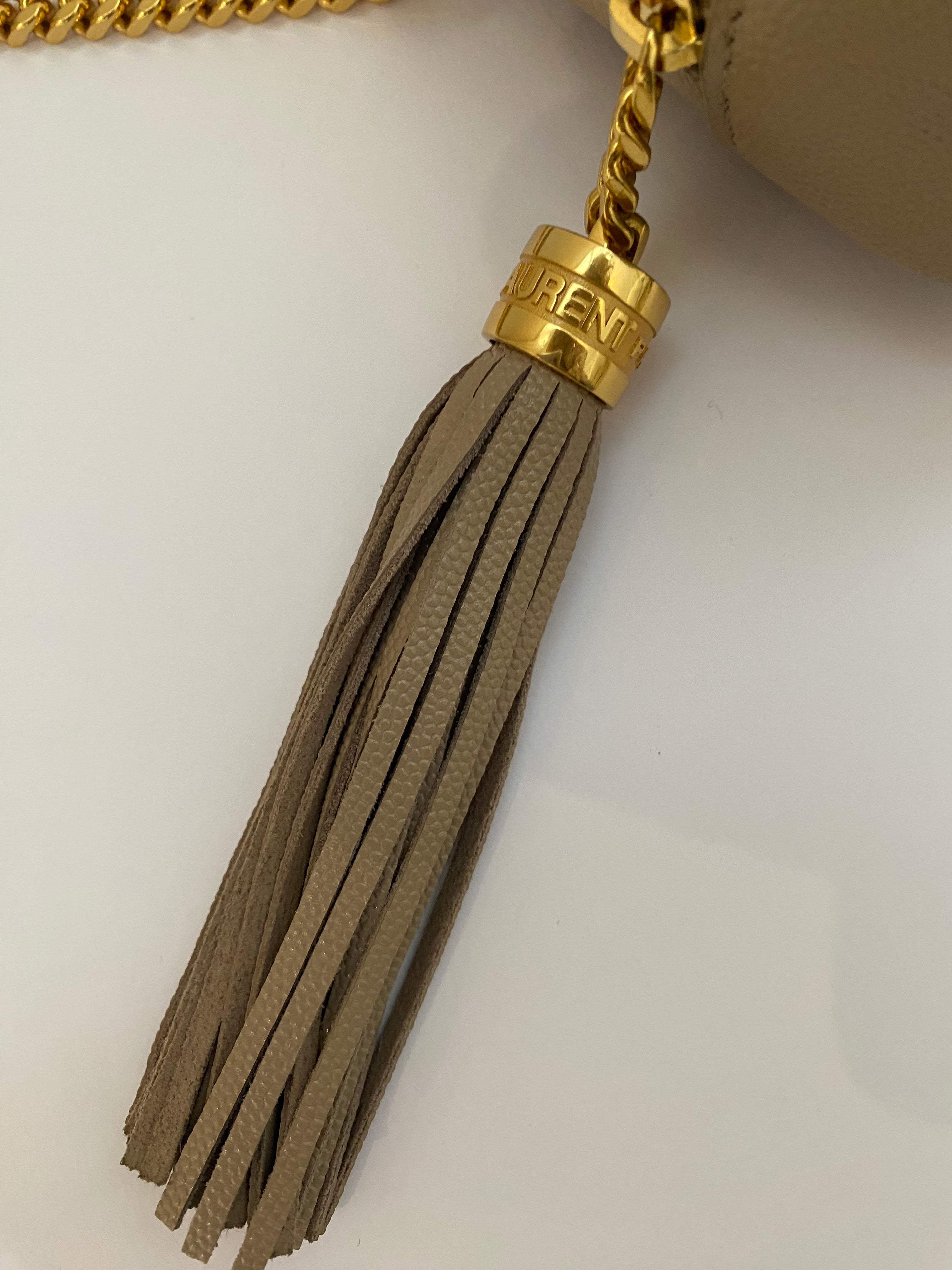 Saint Laurent Dark Beige Mini Lou Camera Bag With Gold Hardware ( RRP £1185 )