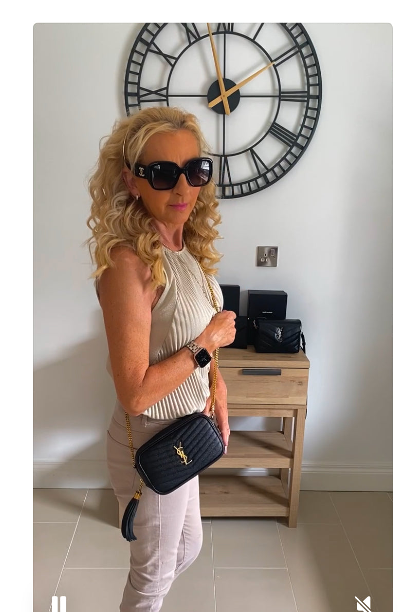 Saint Laurent Dark Beige Mini Lou Camera Bag With Gold Hardware ( RRP £1185 )