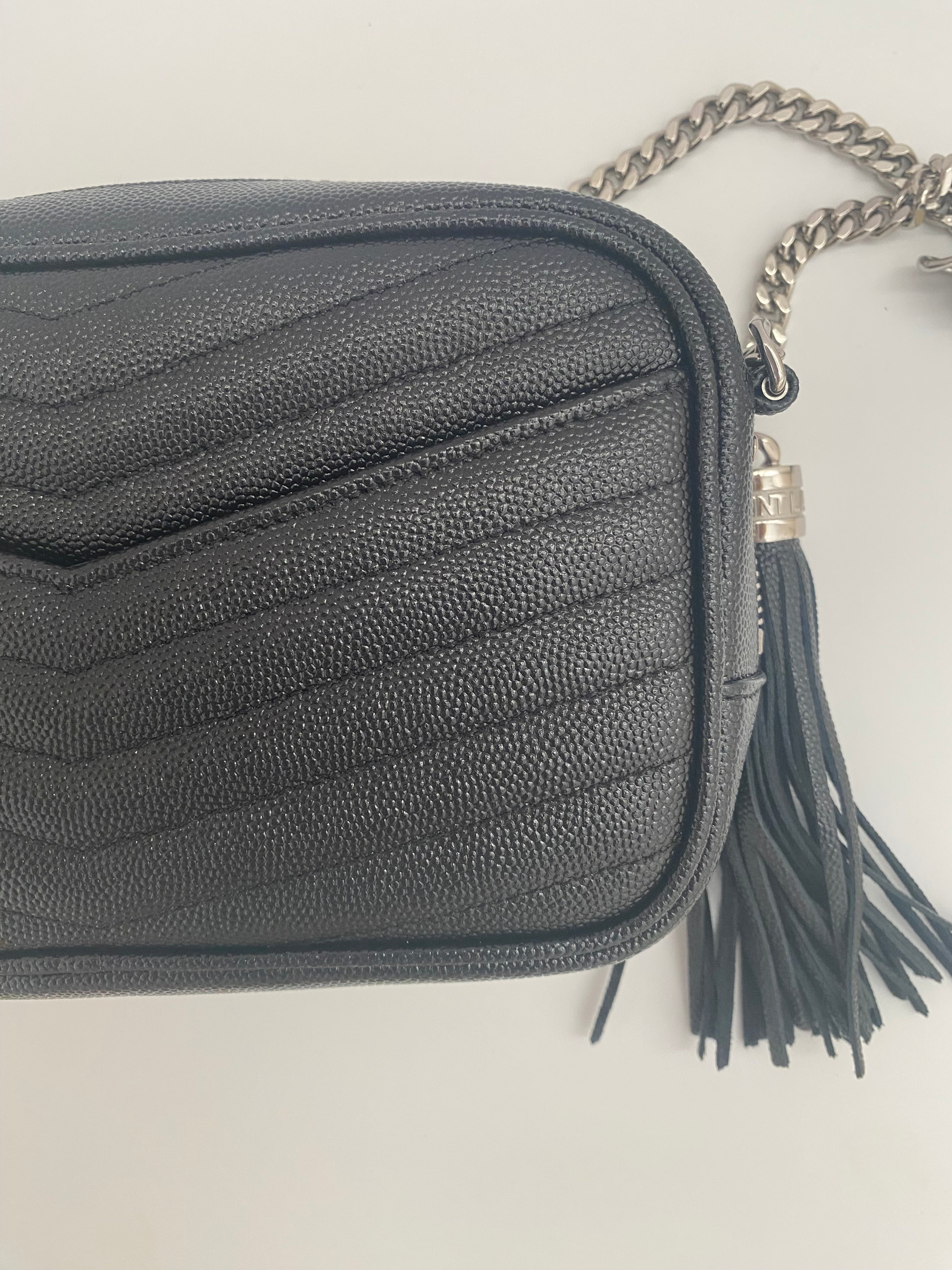 Saint Laurent Black Mini Lou Camera Bag With Silver Hardware (RRP £1185)