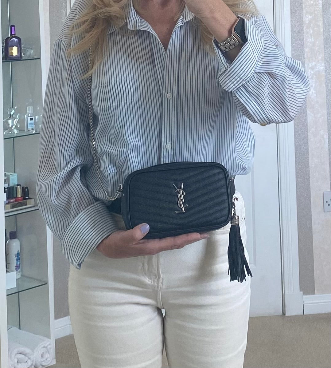 Saint Laurent Black Mini Lou Camera Bag With Silver Hardware (RRP £1185)