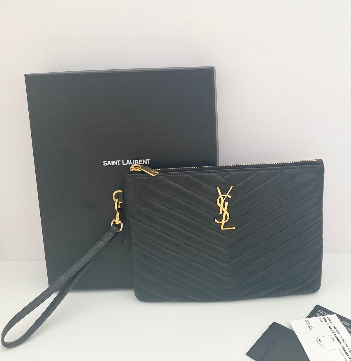 Saint Laurent Black Monogram Clutch Pouch  ( RRP £530 )