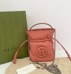 Gucci Coral Pink Mini Blonde Drawstring Tote Bag ( RRP £1060 )