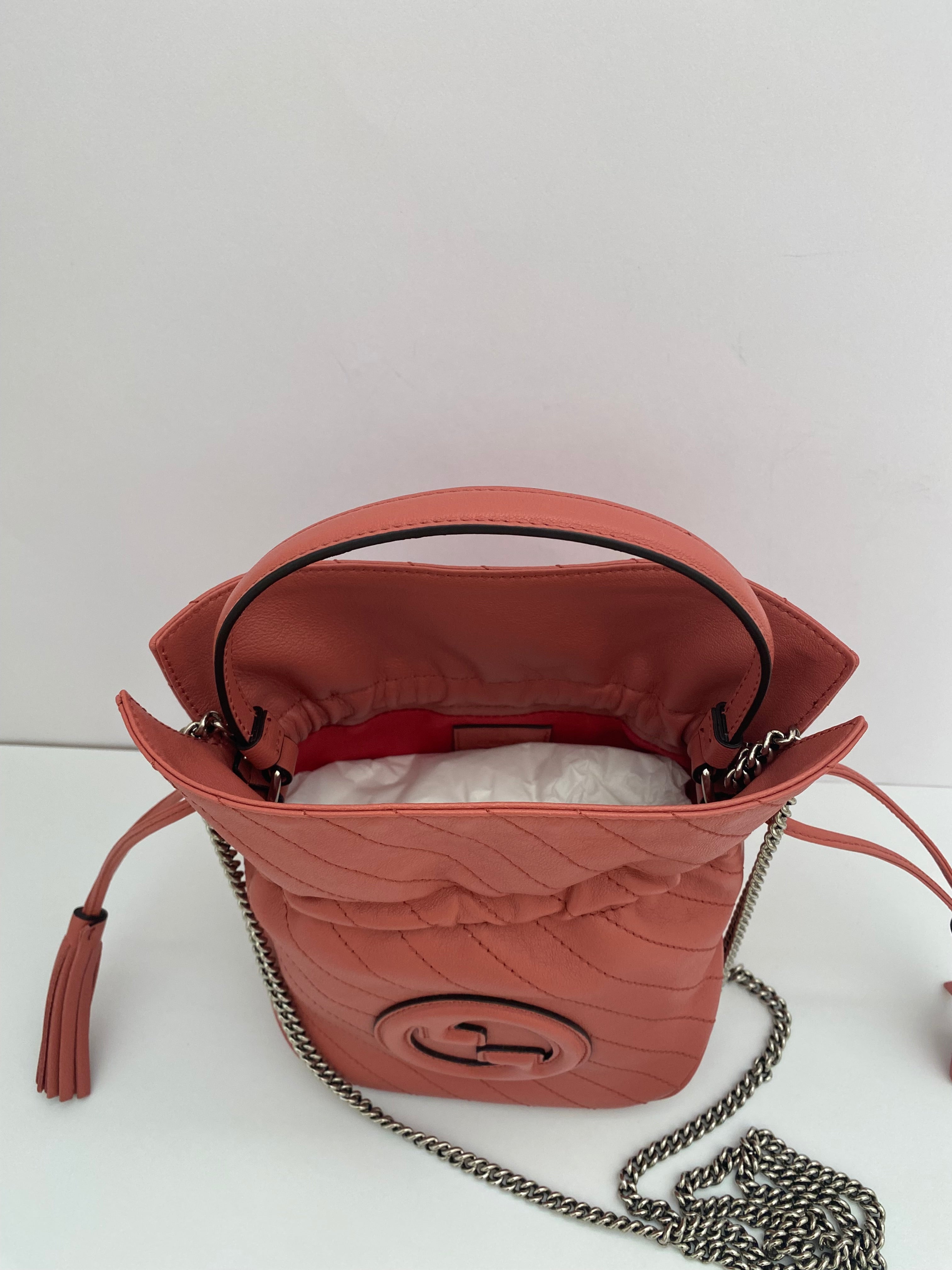 Gucci Coral Pink Mini Blonde Drawstring Tote Bag ( RRP £1060 )