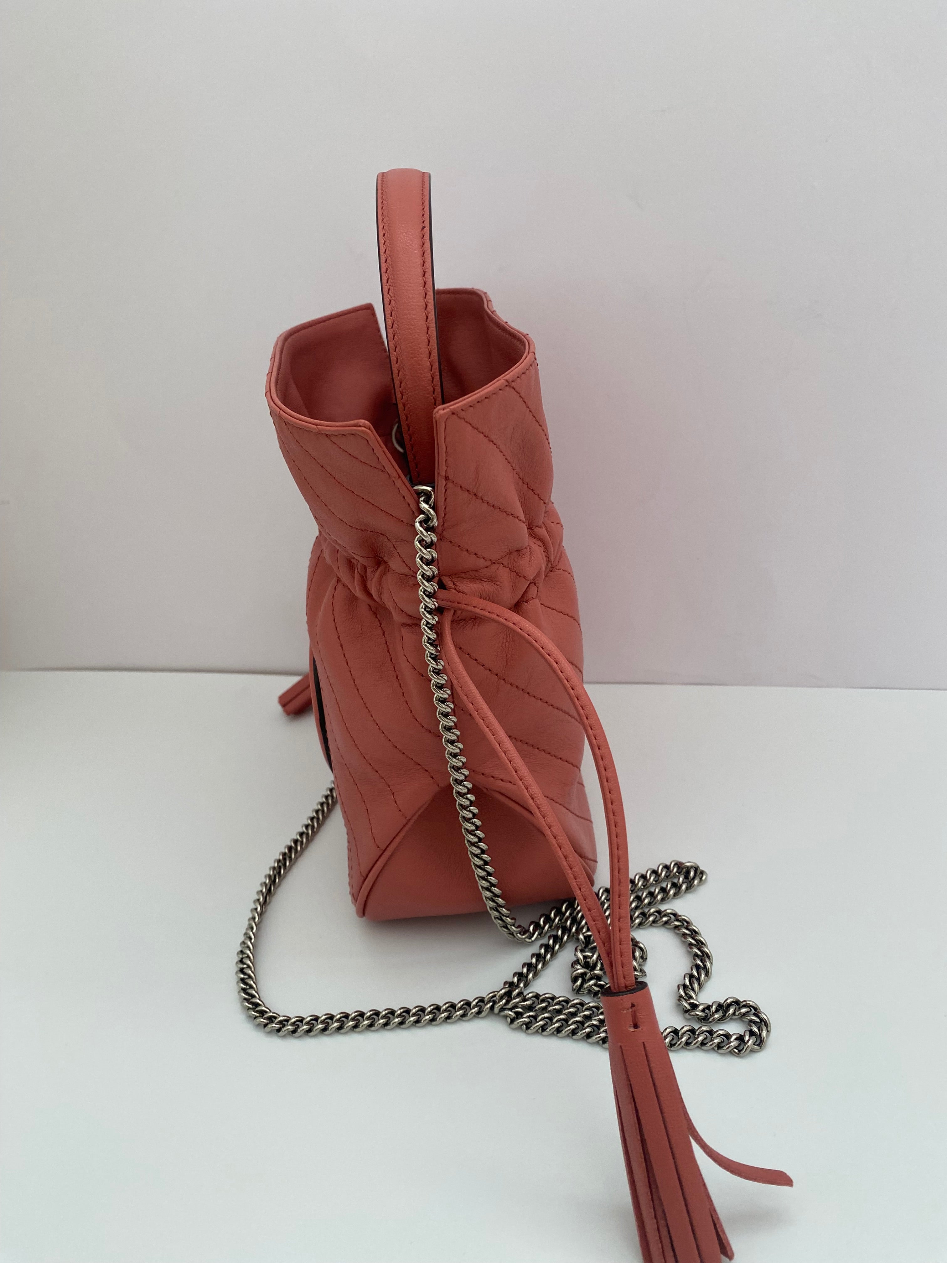 Gucci Coral Pink Mini Blonde Drawstring Tote Bag ( RRP £1060 )