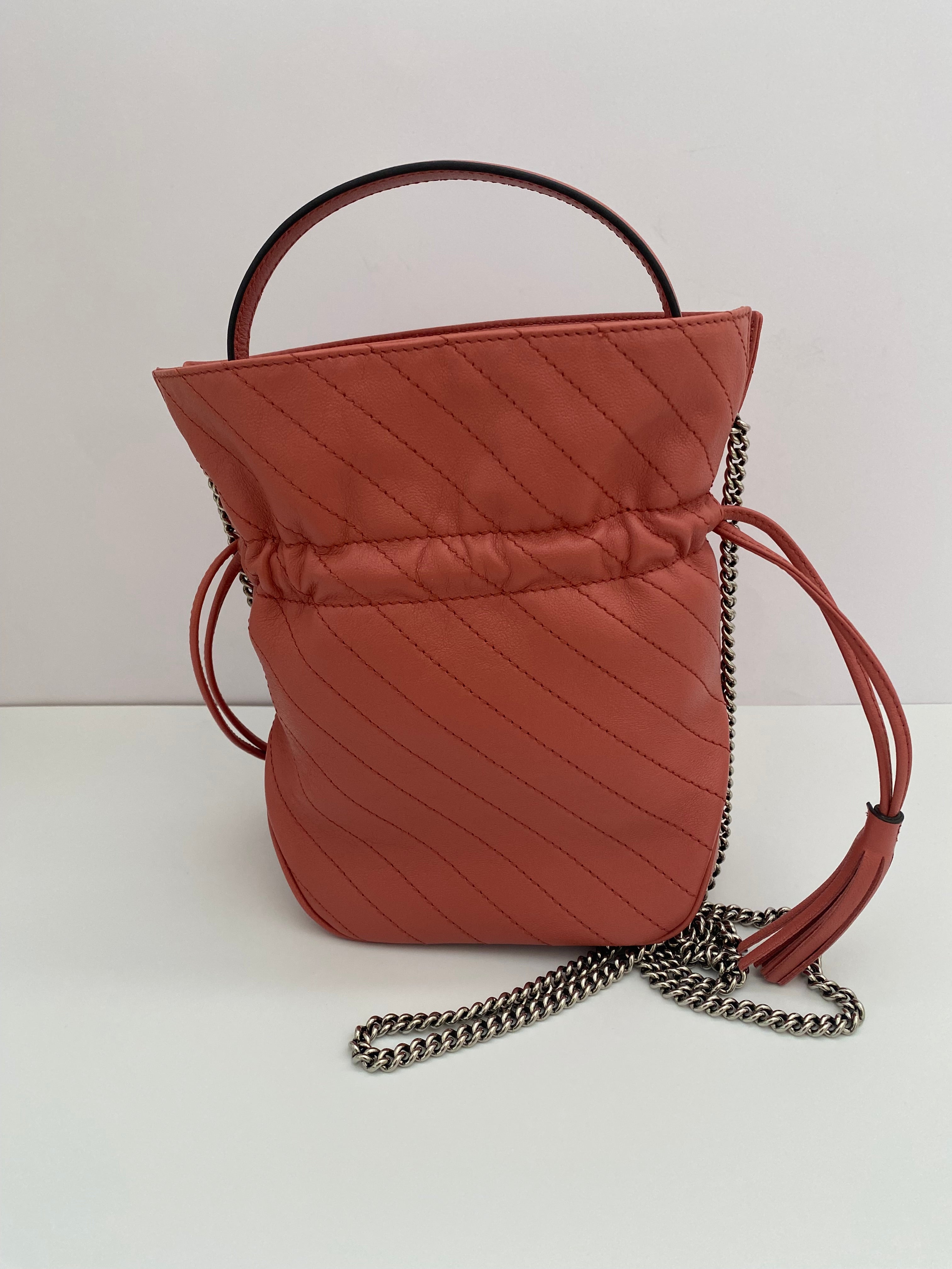 Gucci Coral Pink Mini Blonde Drawstring Tote Bag ( RRP £1060 )