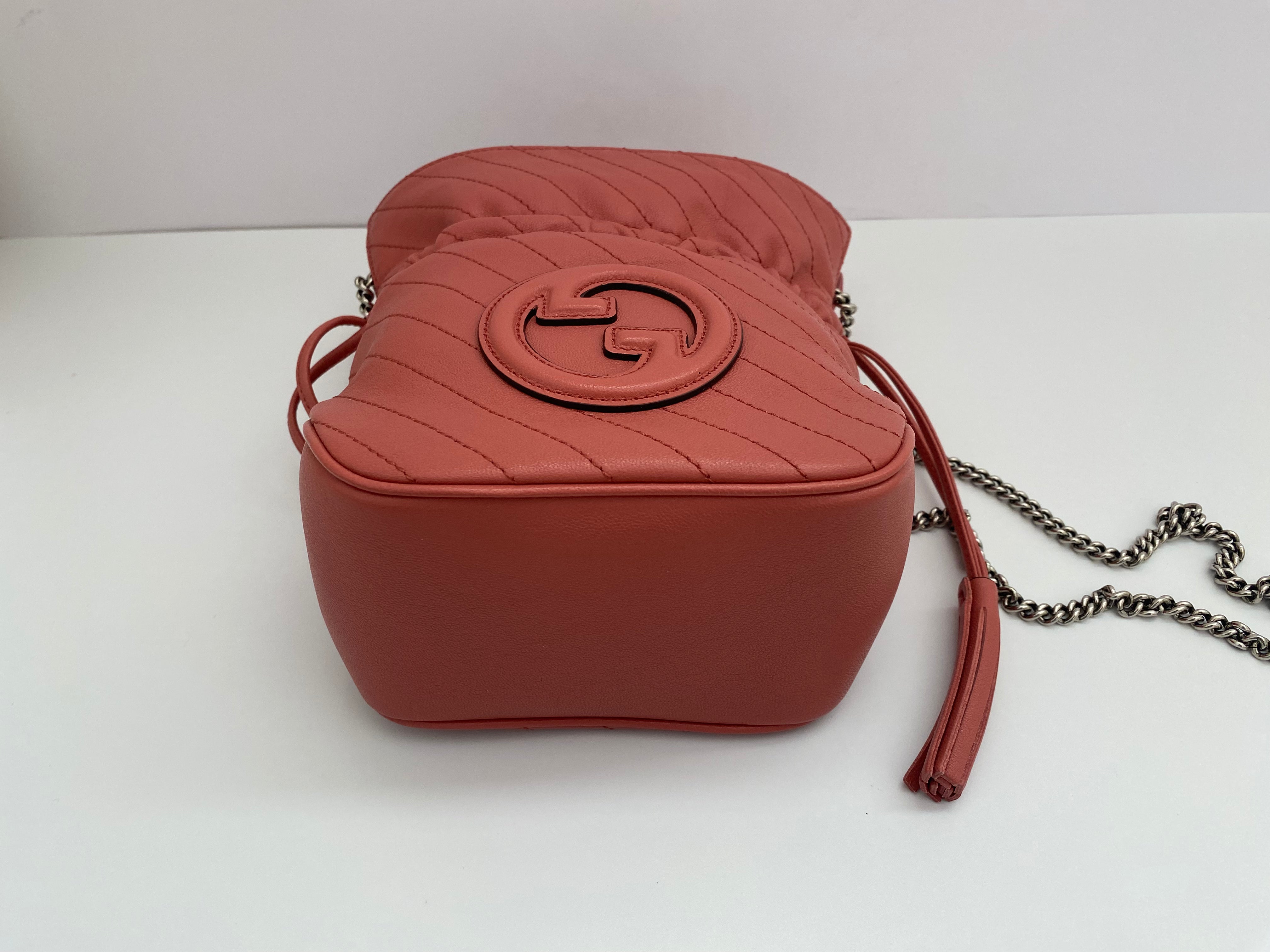 Gucci Coral Pink Mini Blonde Drawstring Tote Bag ( RRP £1060 )