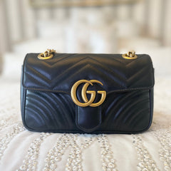 Gucci Black Marmont Mini In Chevron Leather (RRP £1700)