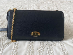 Mulberry Wallet On A Chain In Black Classic Grain Leather