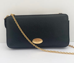 Mulberry Wallet On A Chain In Black Classic Grain Leather