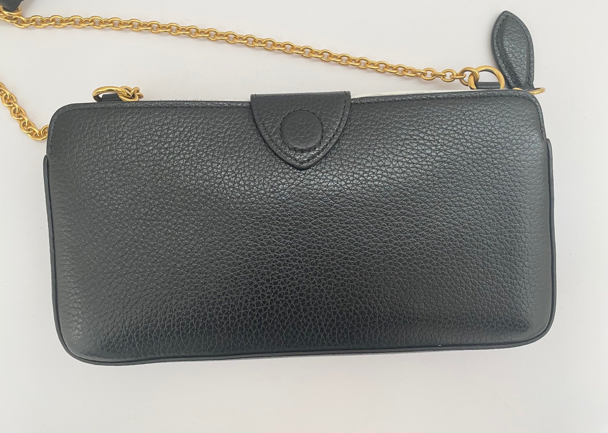 Mulberry Wallet On A Chain In Black Classic Grain Leather