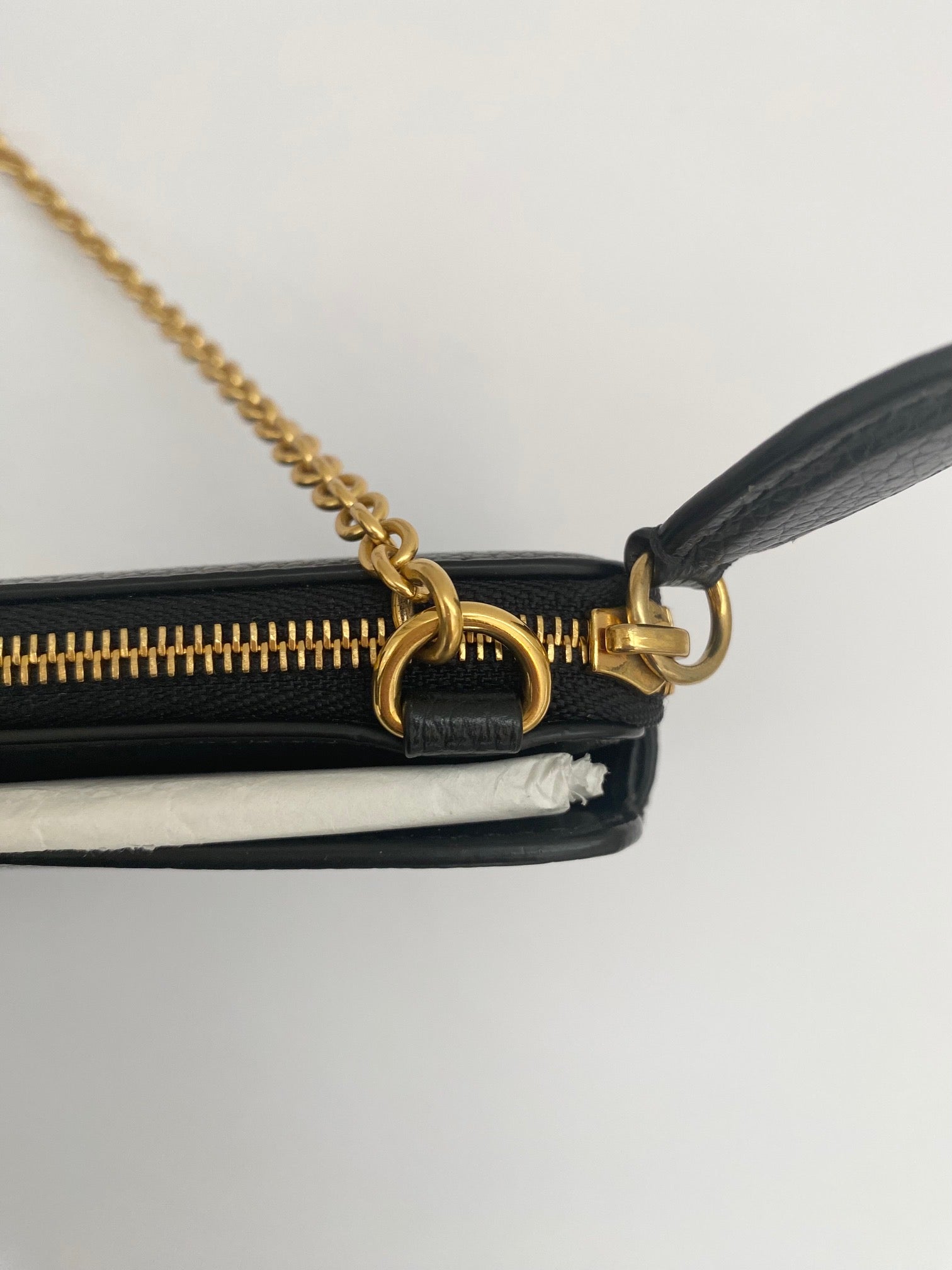 Mulberry Wallet On A Chain In Black Classic Grain Leather