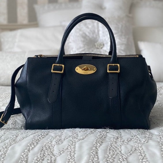 Mulberry Black Double Zipped BaysWater