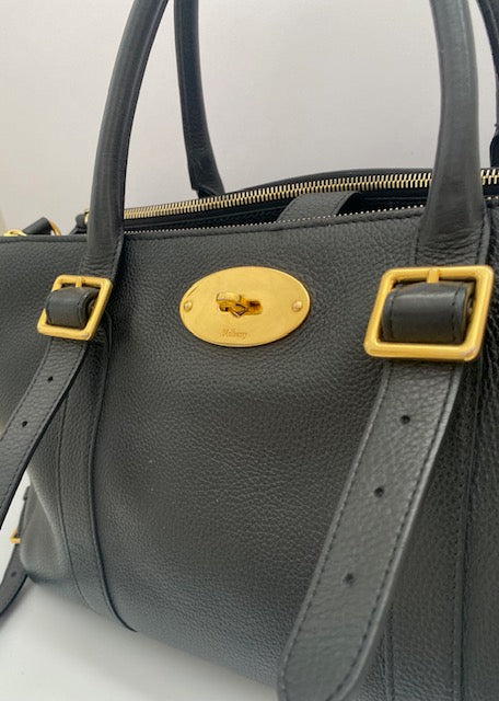 Mulberry Black Double Zipped BaysWater