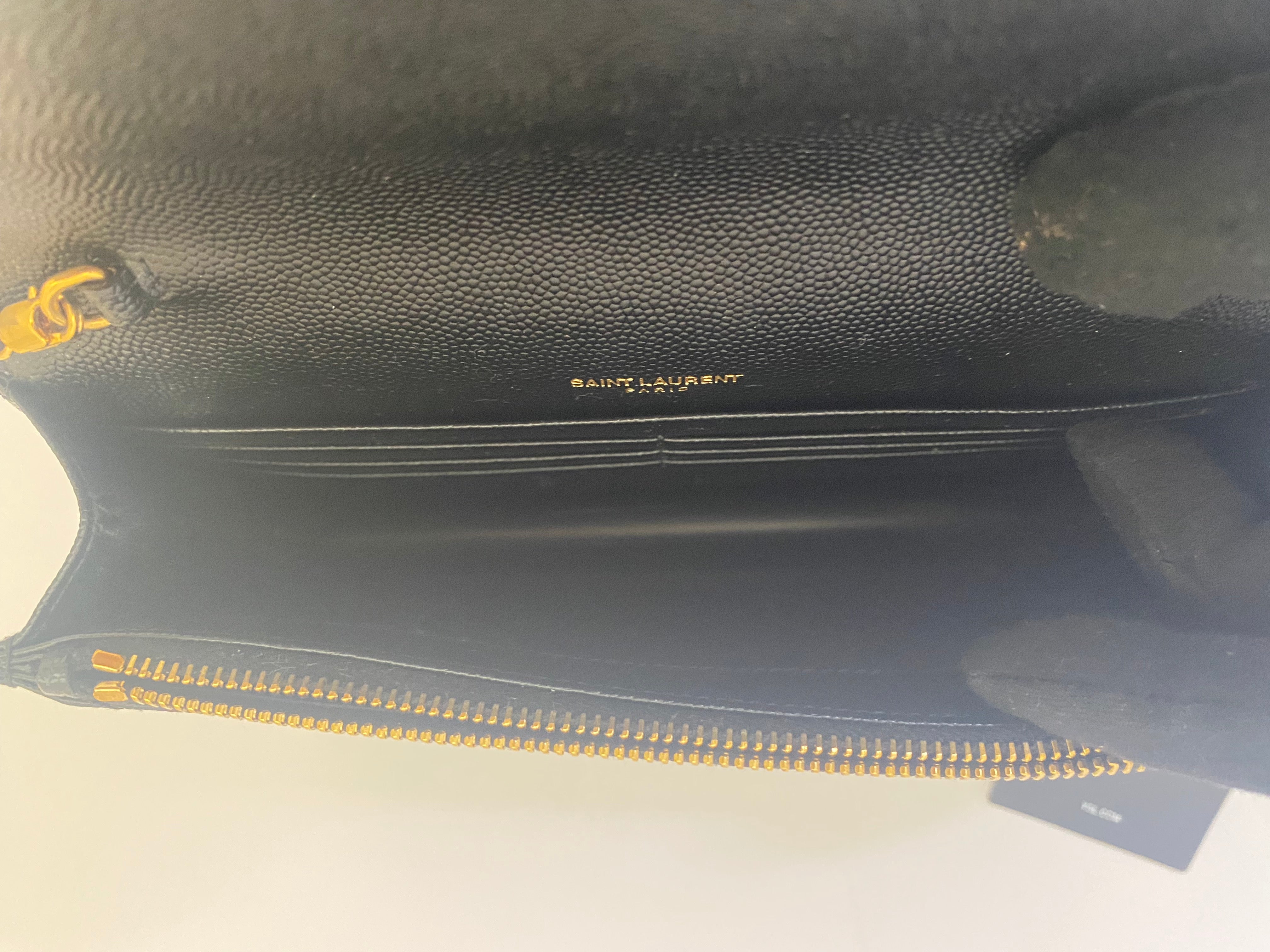 Yves Saint Laurent Envelope Black Cassandra Chain Wallet (RRP £870)