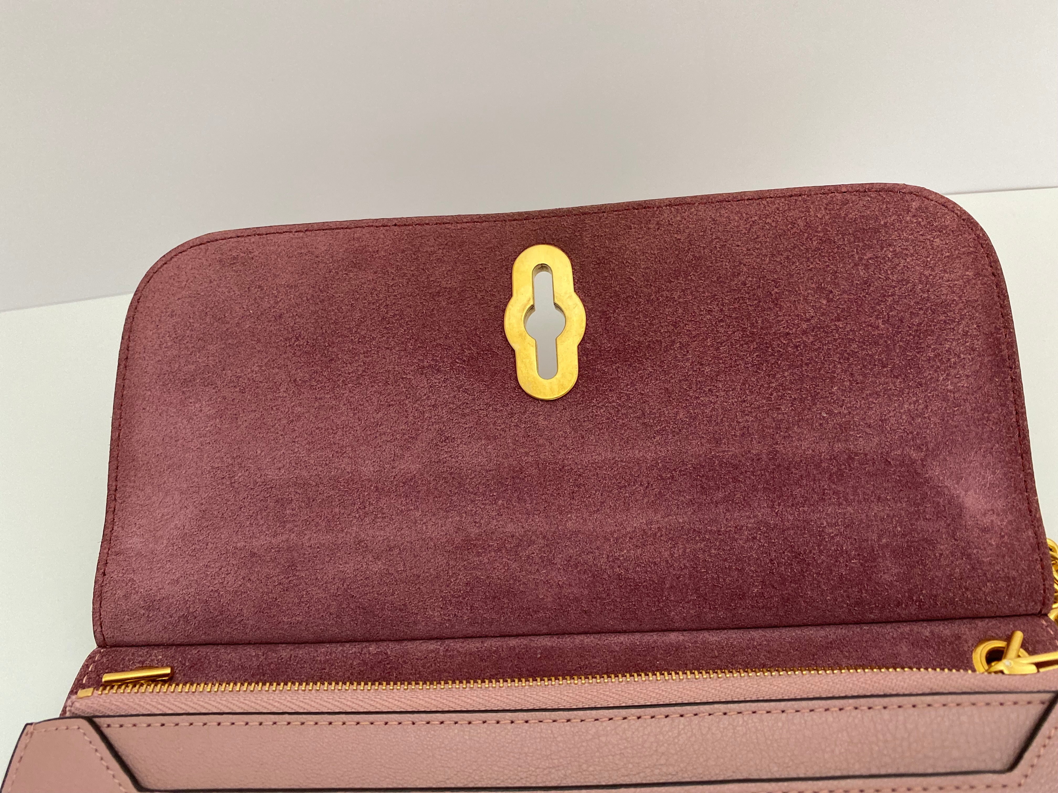 Mulberry Pink Amberly Pouch In Micro Classic Grain Leather