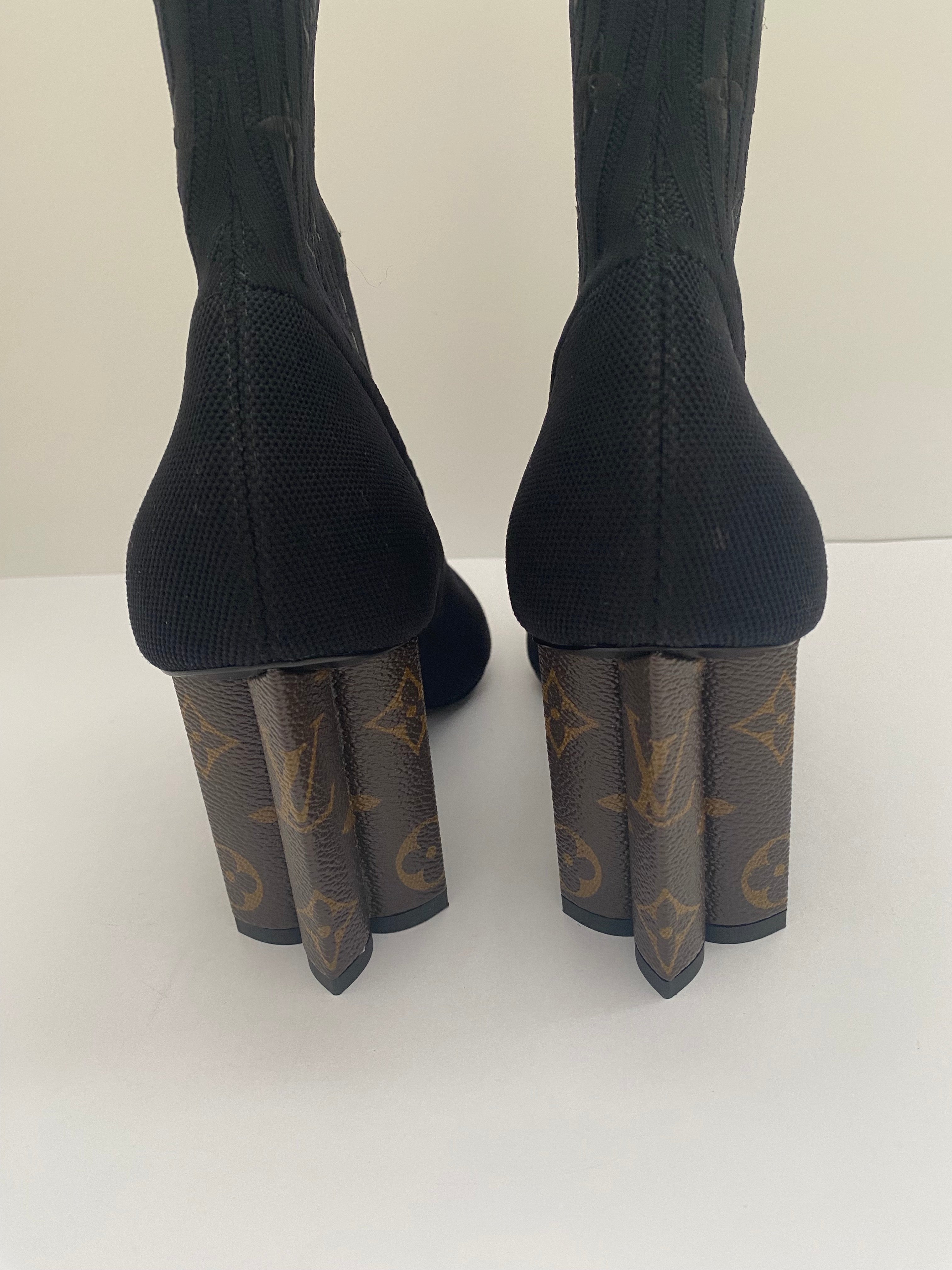 Louis Vuitton Black/Monogram Silhouette Ankle Boots