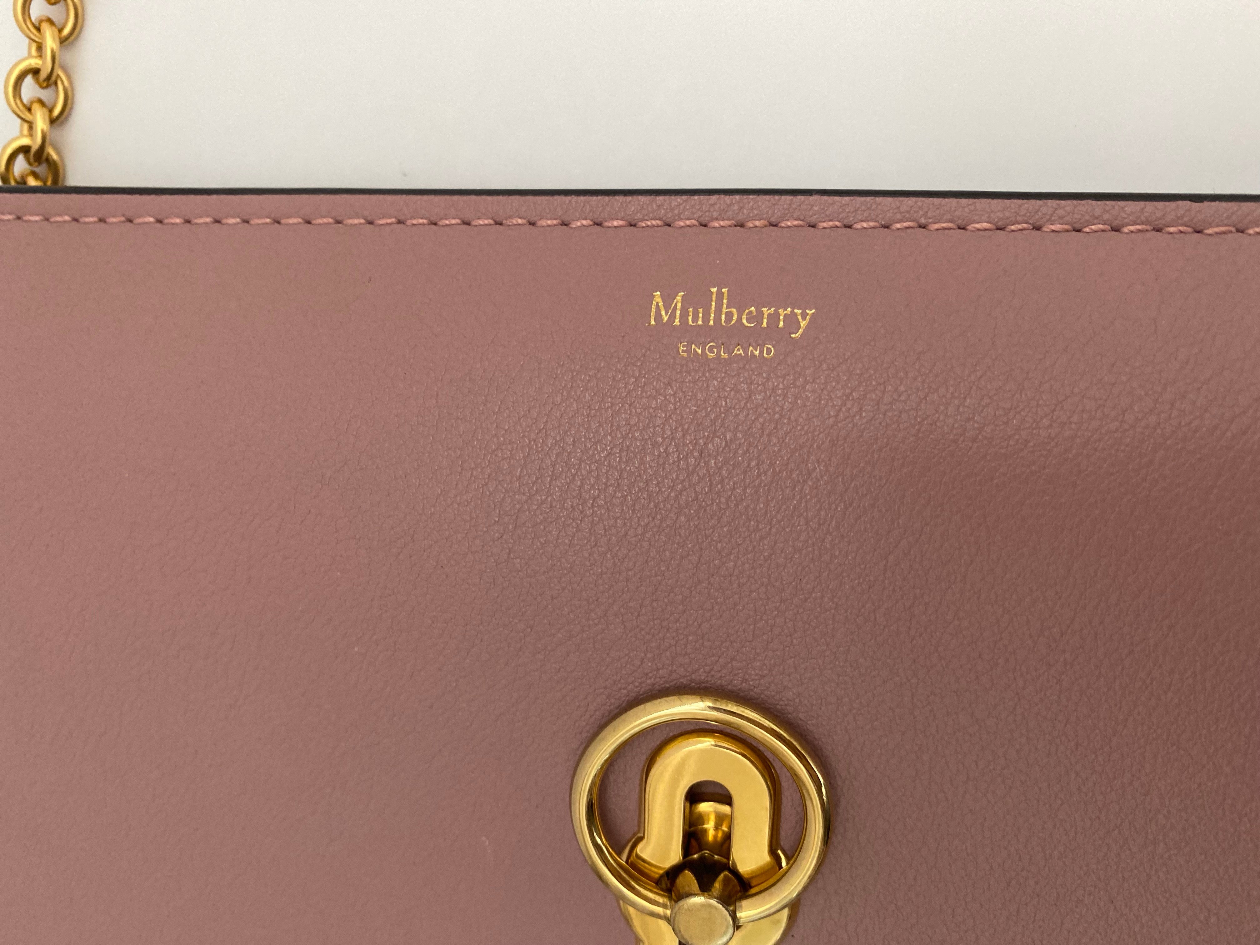 Mulberry Pink Amberly Pouch In Micro Classic Grain Leather