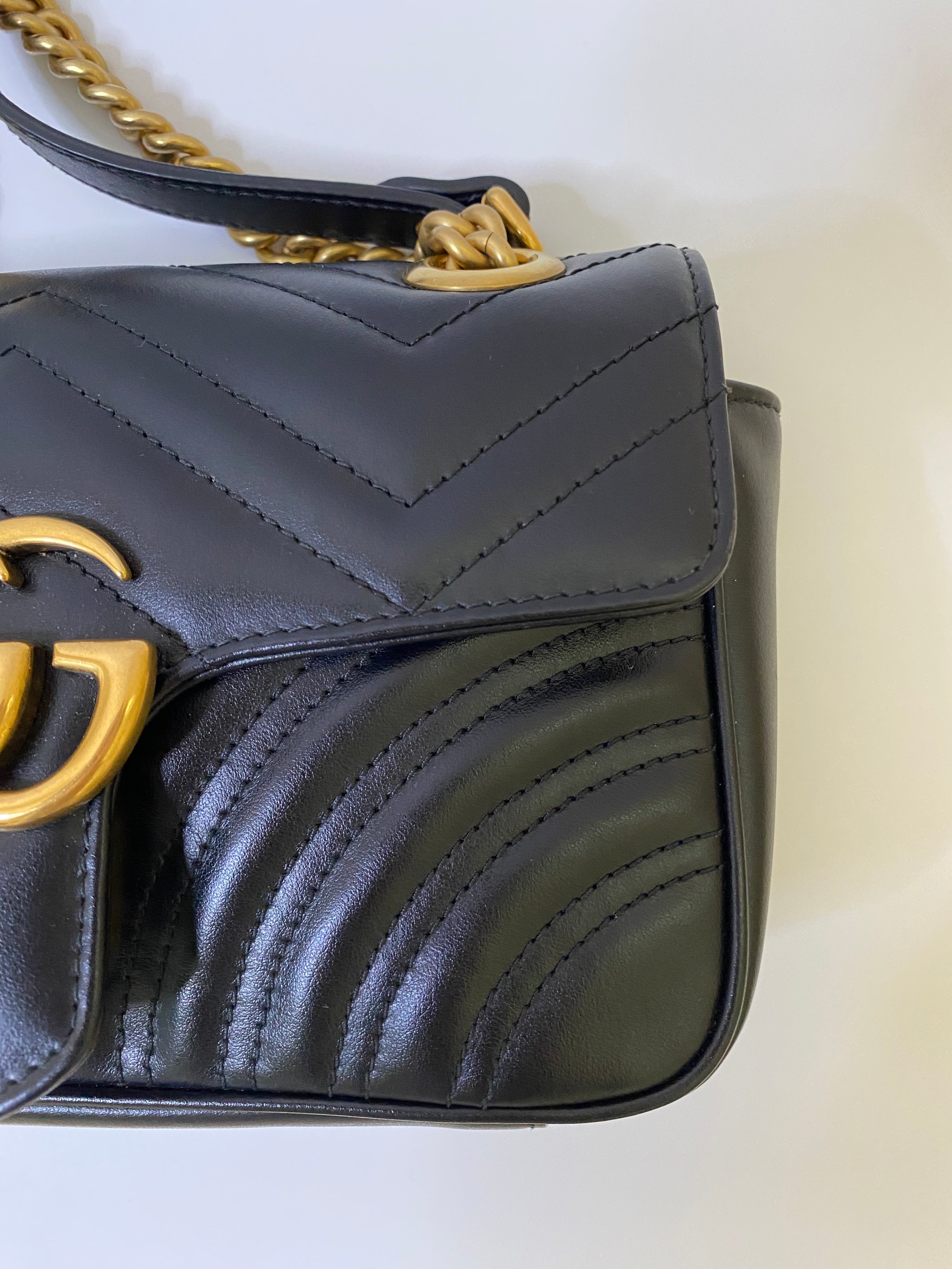 Gucci Black Marmont Mini In Chevron Leather (RRP £1700)