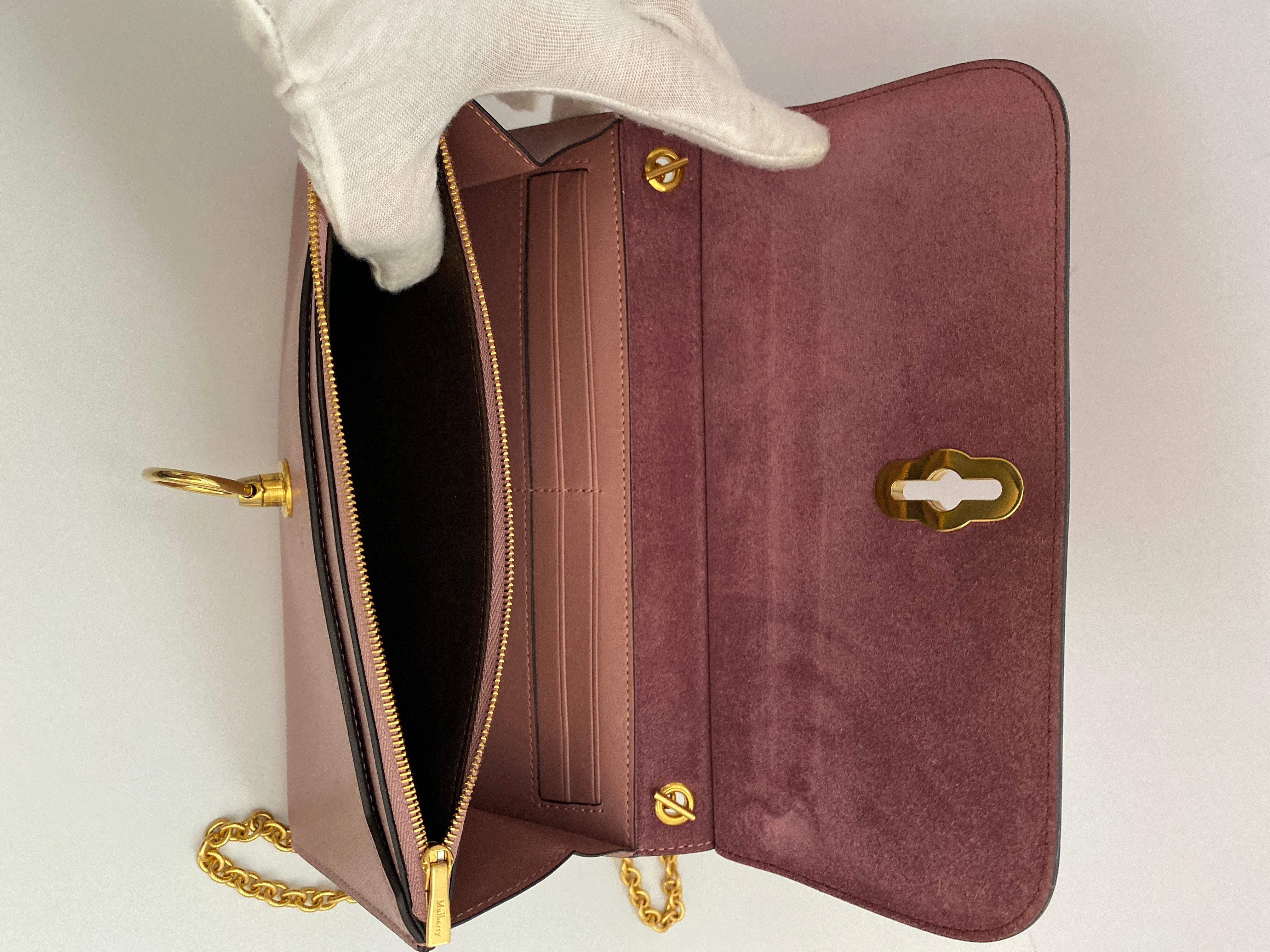 Mulberry Pink Amberly Pouch In Micro Classic Grain Leather