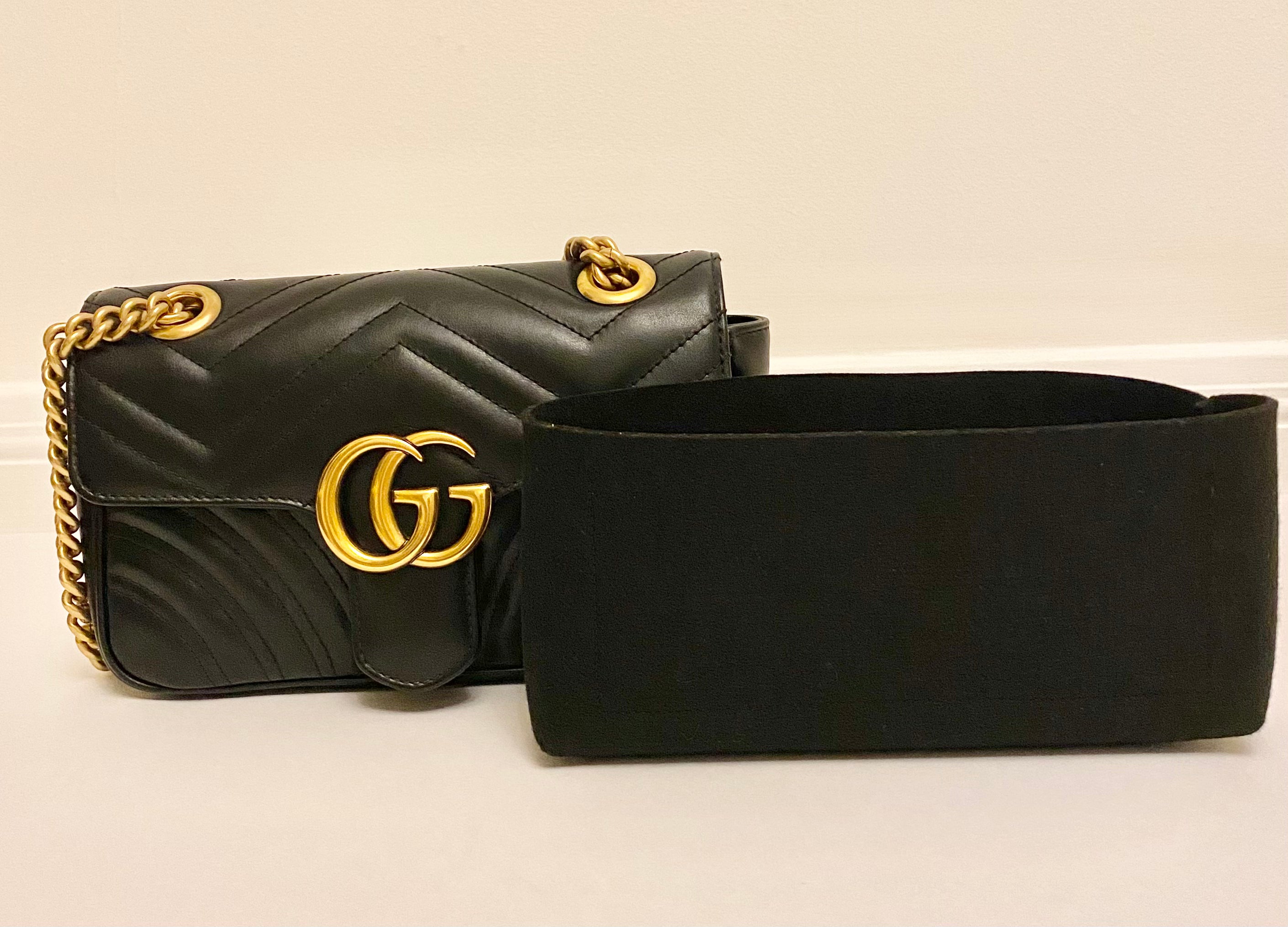 Gucci Black Marmont Mini In Chevron Leather (RRP £1700)