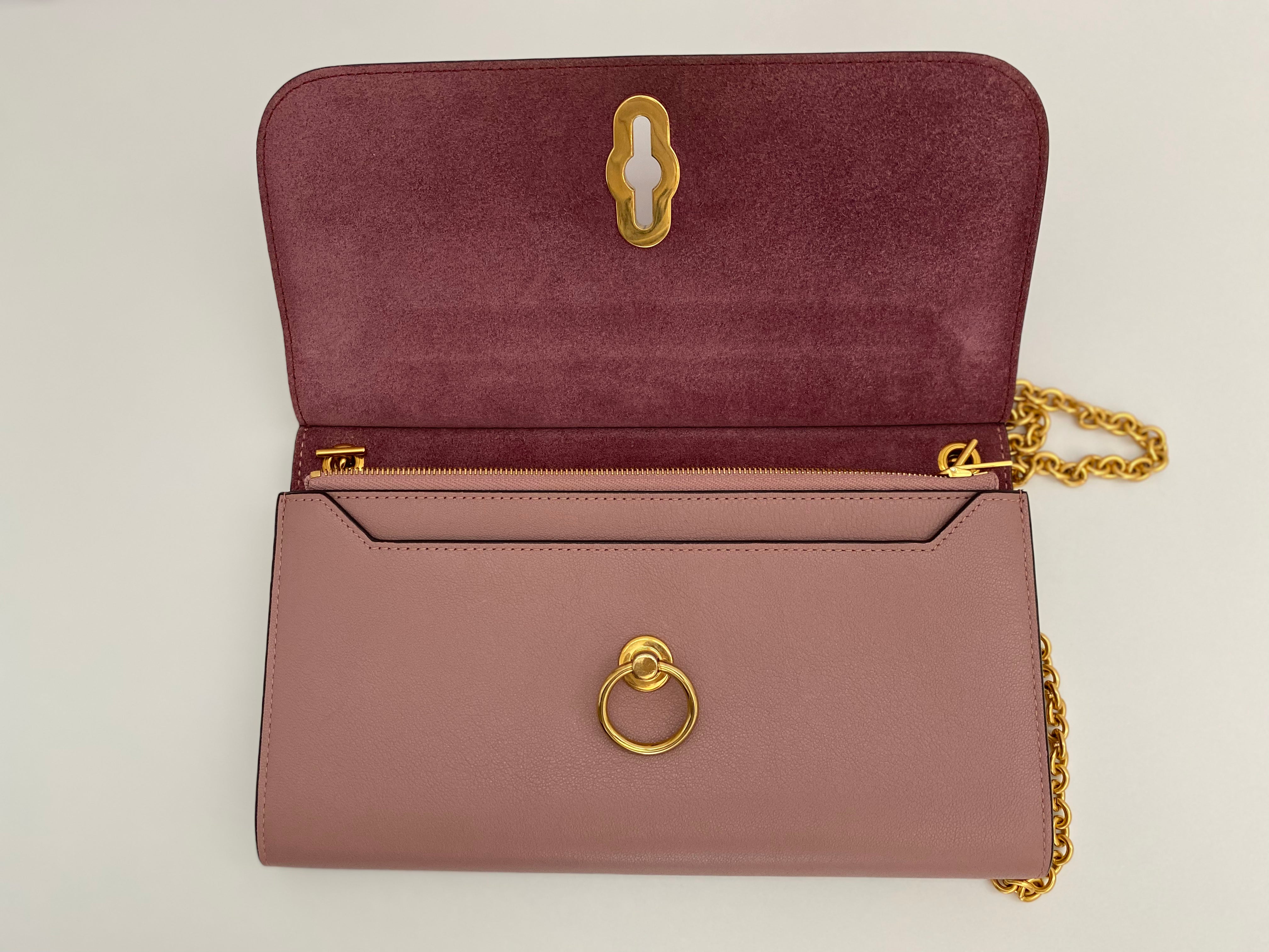 Mulberry Pink Amberly Pouch In Micro Classic Grain Leather