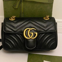 Gucci Black Marmont Mini In Chevron Leather (RRP £1700)