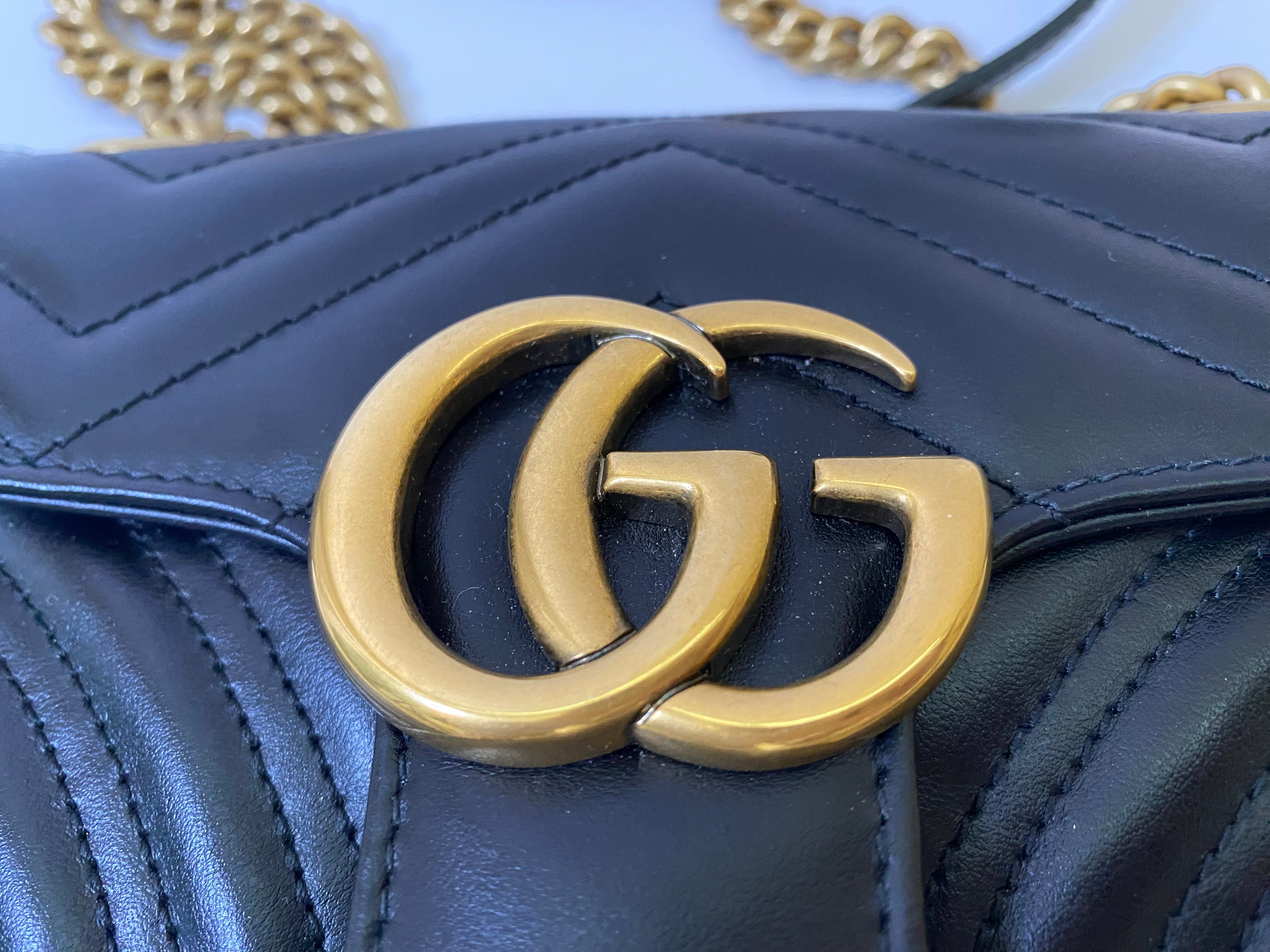 Gucci Black Marmont Mini In Chevron Leather (RRP £1700)