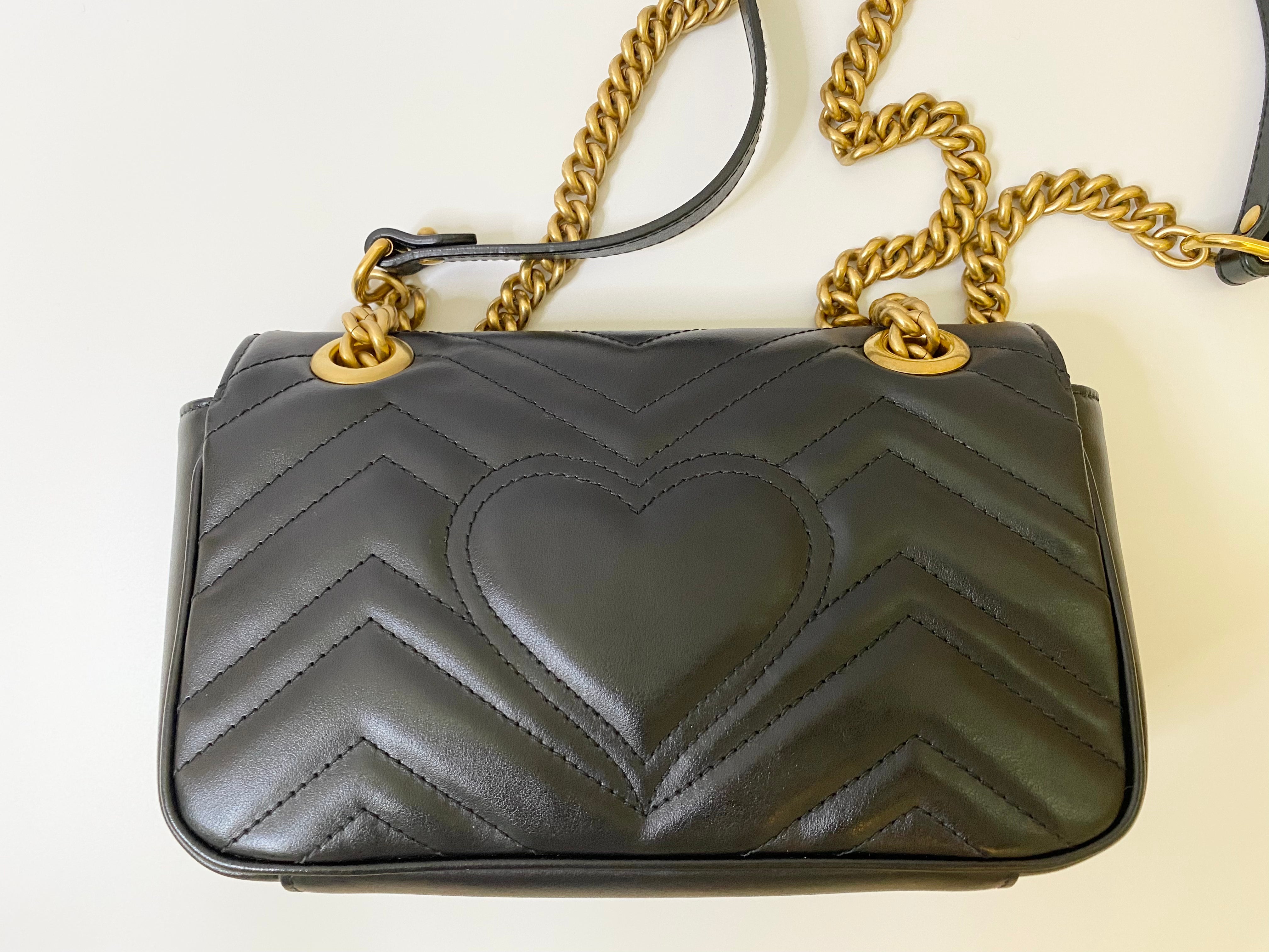 Gucci Black Marmont Mini In Chevron Leather (RRP £1700)