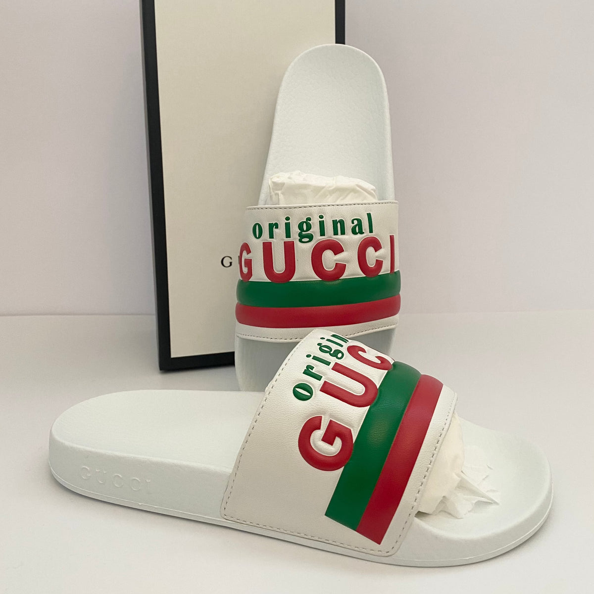 Gucci Original Slides With Logo Print