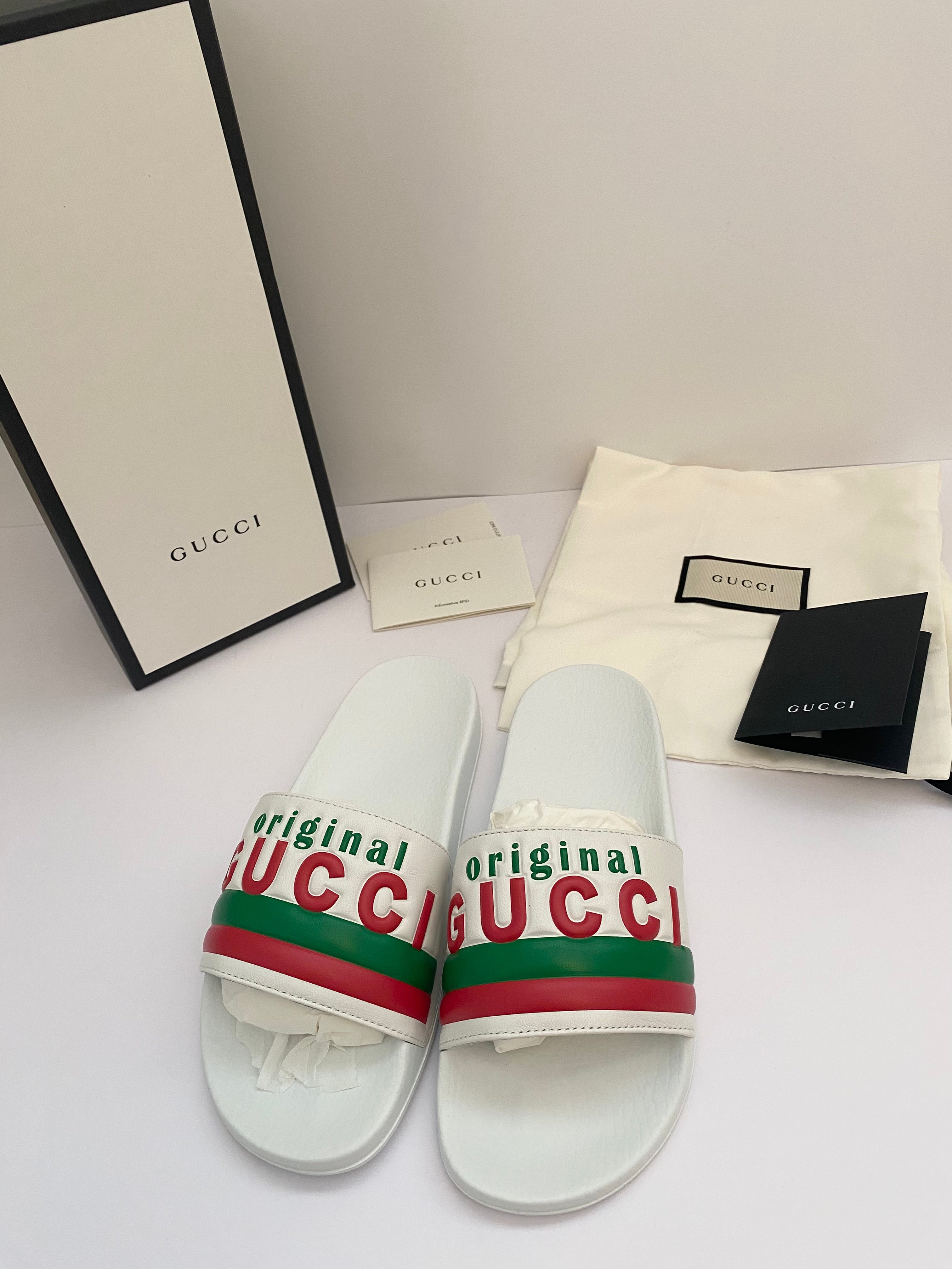 Gucci Original Slides With Logo Print