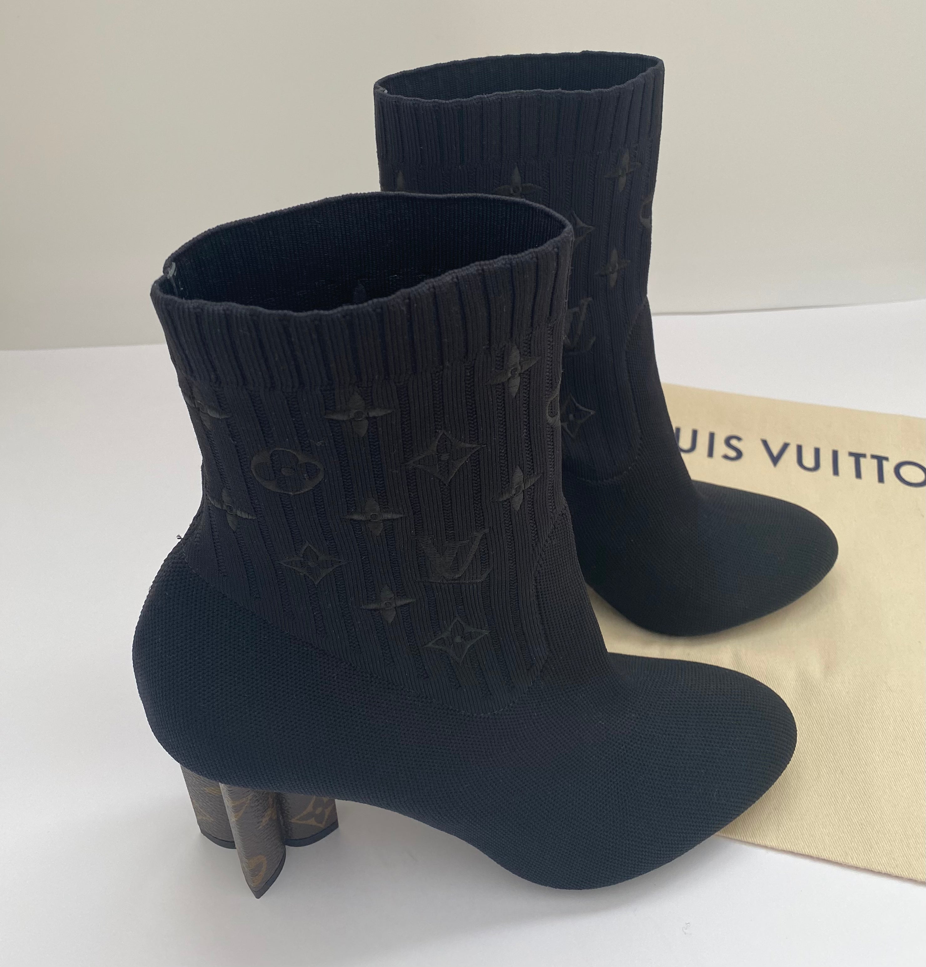 Louis Vuitton Black/Monogram Silhouette Ankle Boots