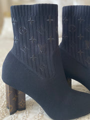 Louis Vuitton Black/Monogram Silhouette Ankle Boots